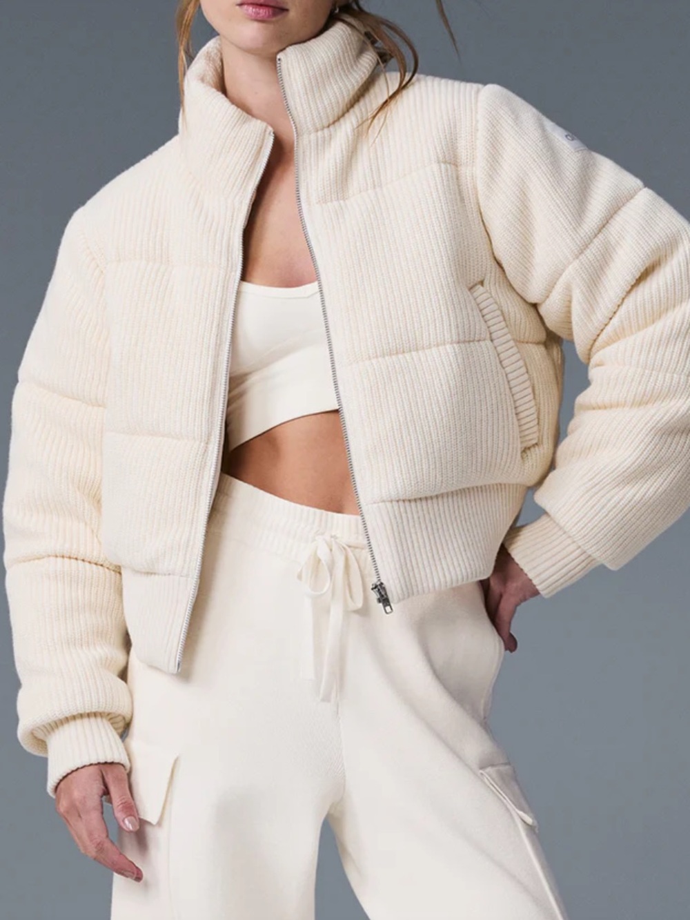 ALO Yoga Darling Sweater Puffer Jacket X Small Cream